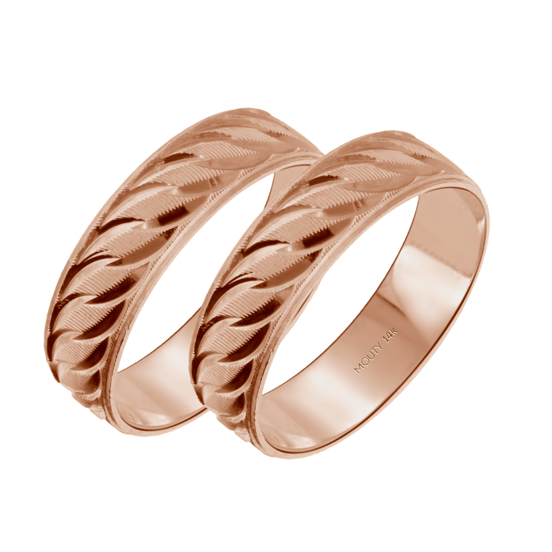 Dúo de Argollas Edward en Oro rosa de 14k (6mm)