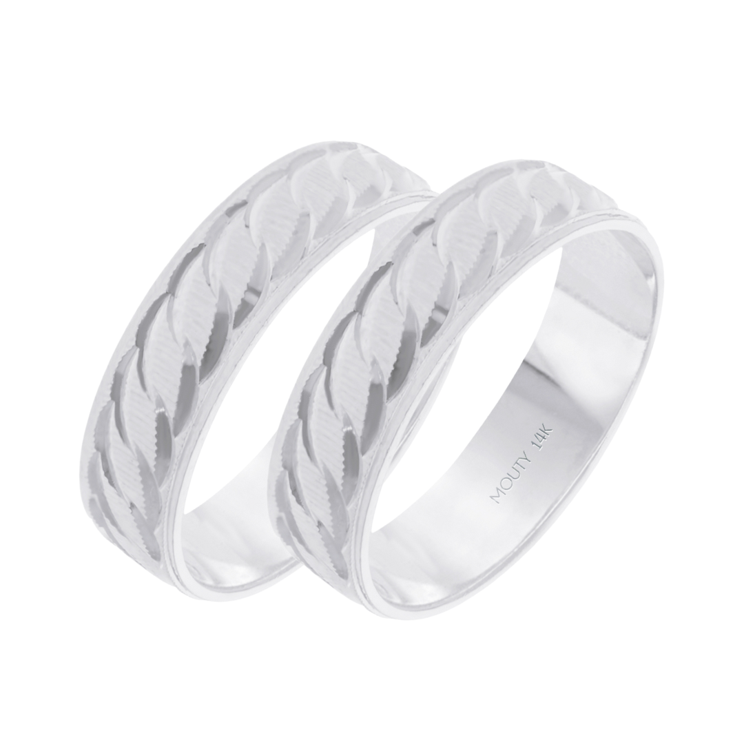 Dúo de Argollas Edward en Oro blanco de 14k (6mm)
