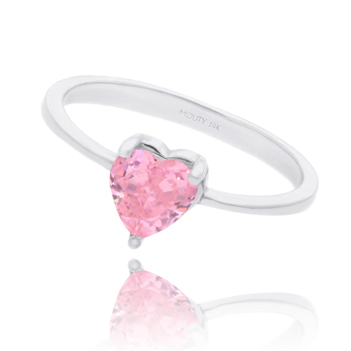 Anillo Zara en Oro blanco 14k con circonia rosa