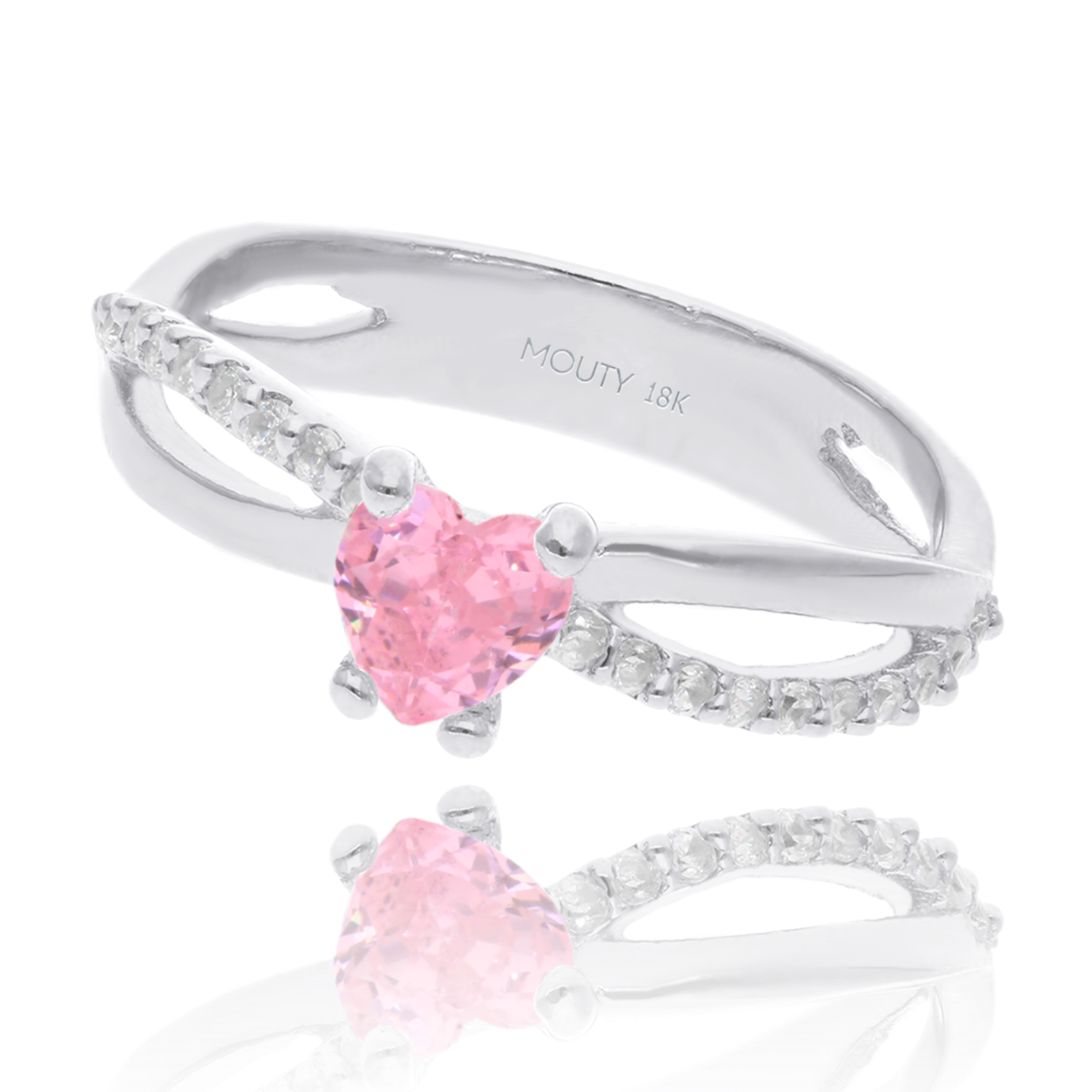 Anillo Lenn en Oro Blanco 18k con Circonia rosa