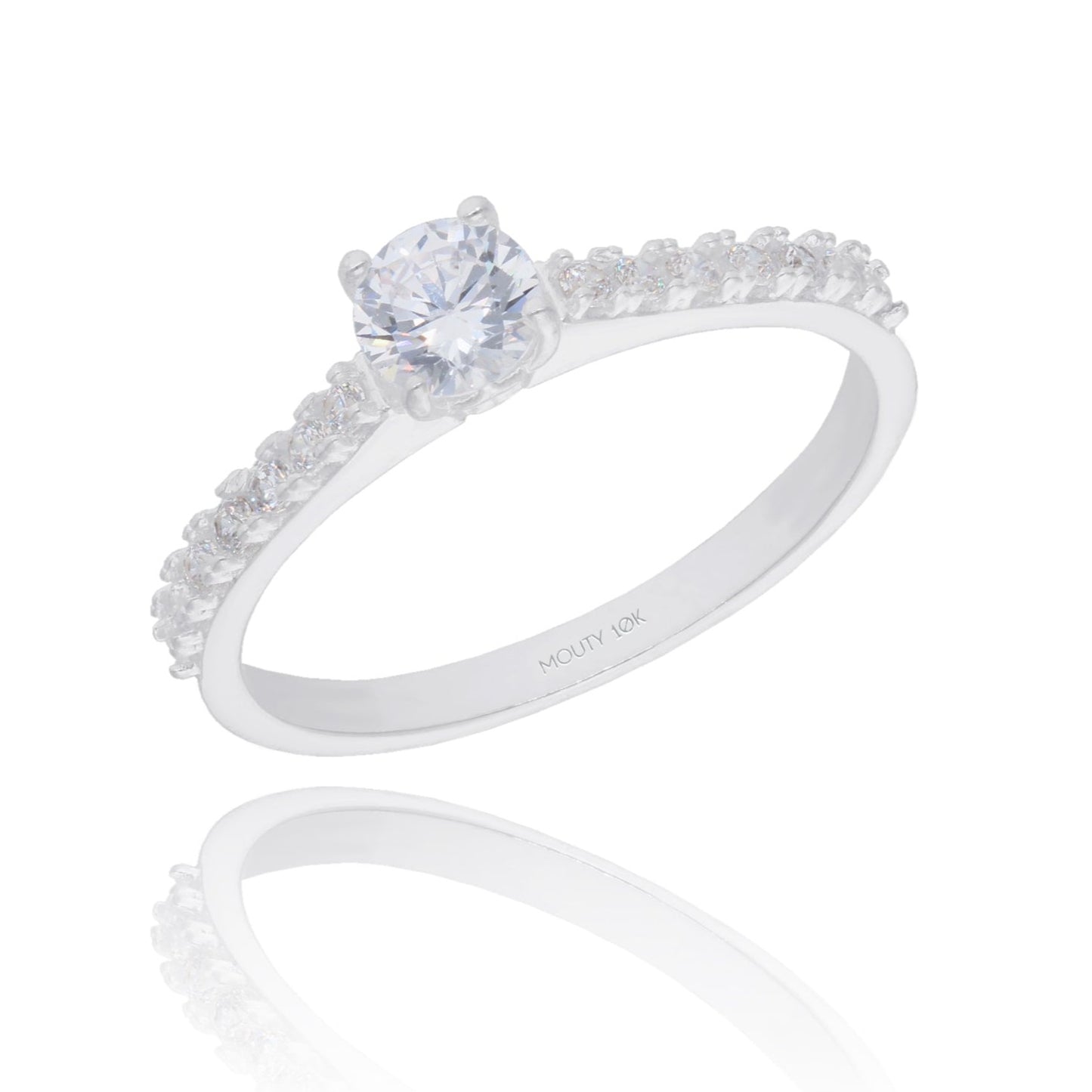 Anillo London en Oro blanco 10k con circonias