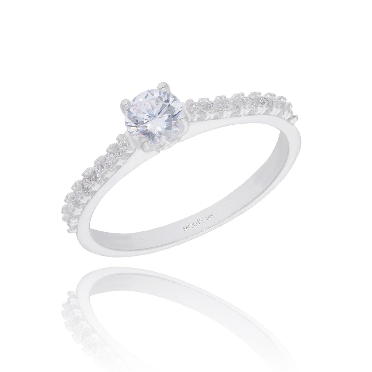 Anillo London en Oro blanco 14k con circonias
