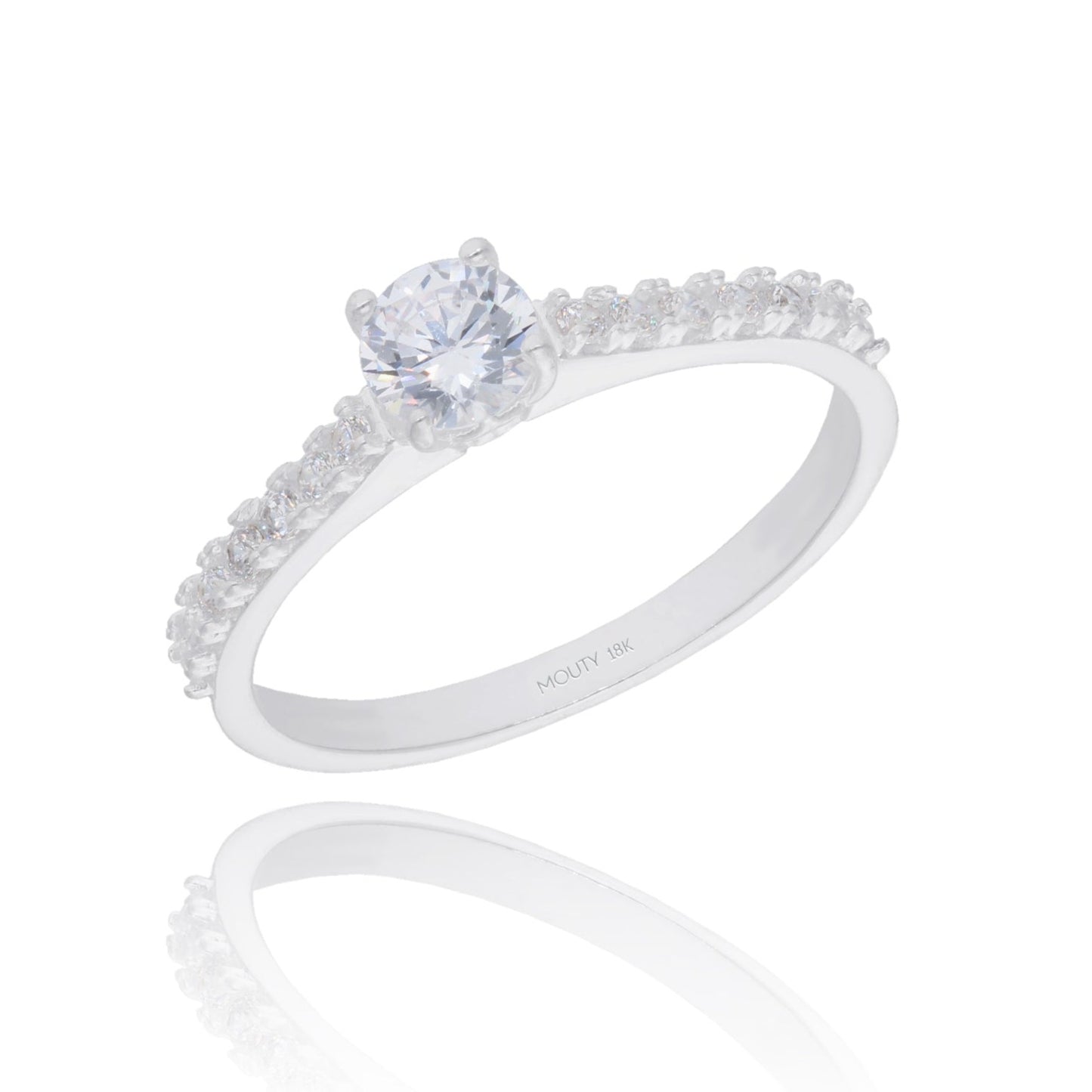Anillo London en Oro blanco 18k con circonias