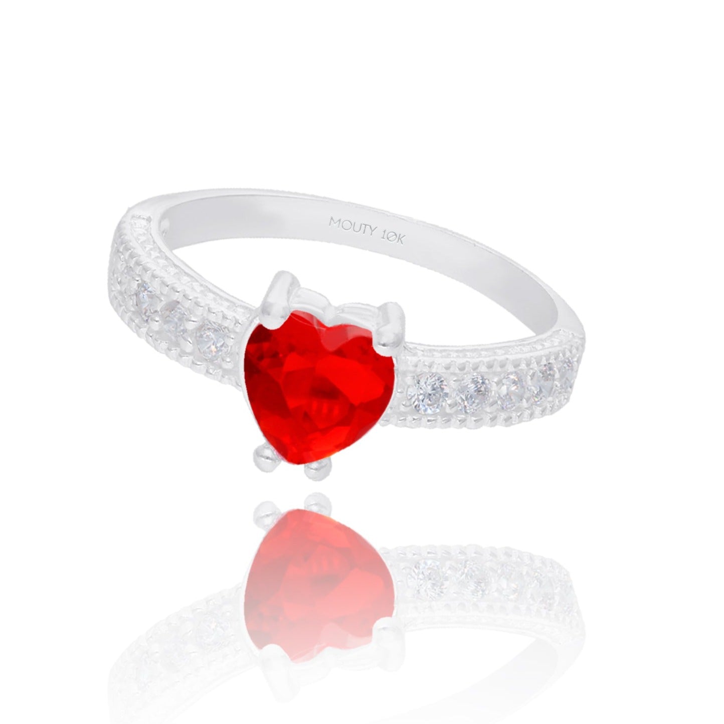 Anillo Fanny en Oro blanco 10k con Circonia Roja