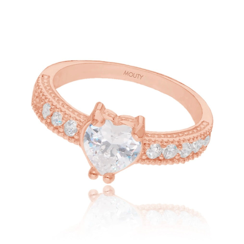 Anillo Fanny de Plata en Baño de Oro Rosa con Circonia Blanca