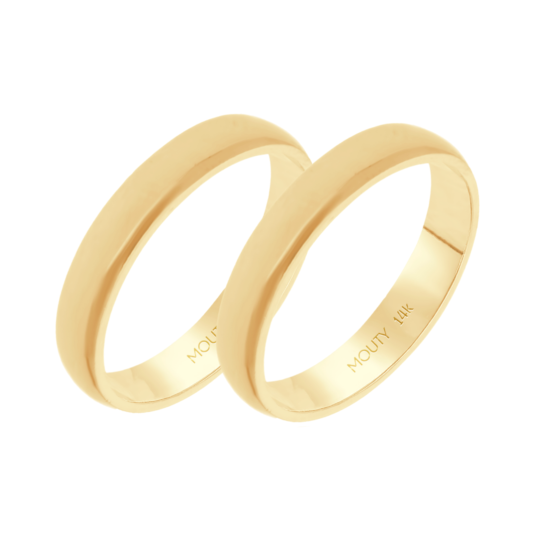 Duo de argollas lisas Julian 4mm en oro amarillo 14k recta solida