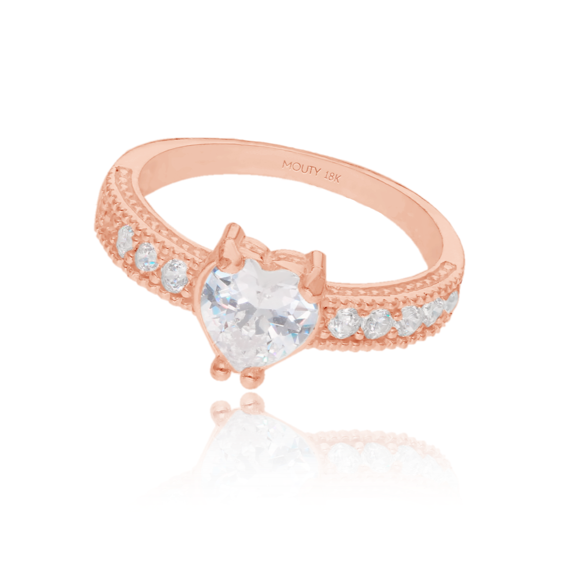 Anillo Fanny en Oro Rosa 18k con Circonia Blanca