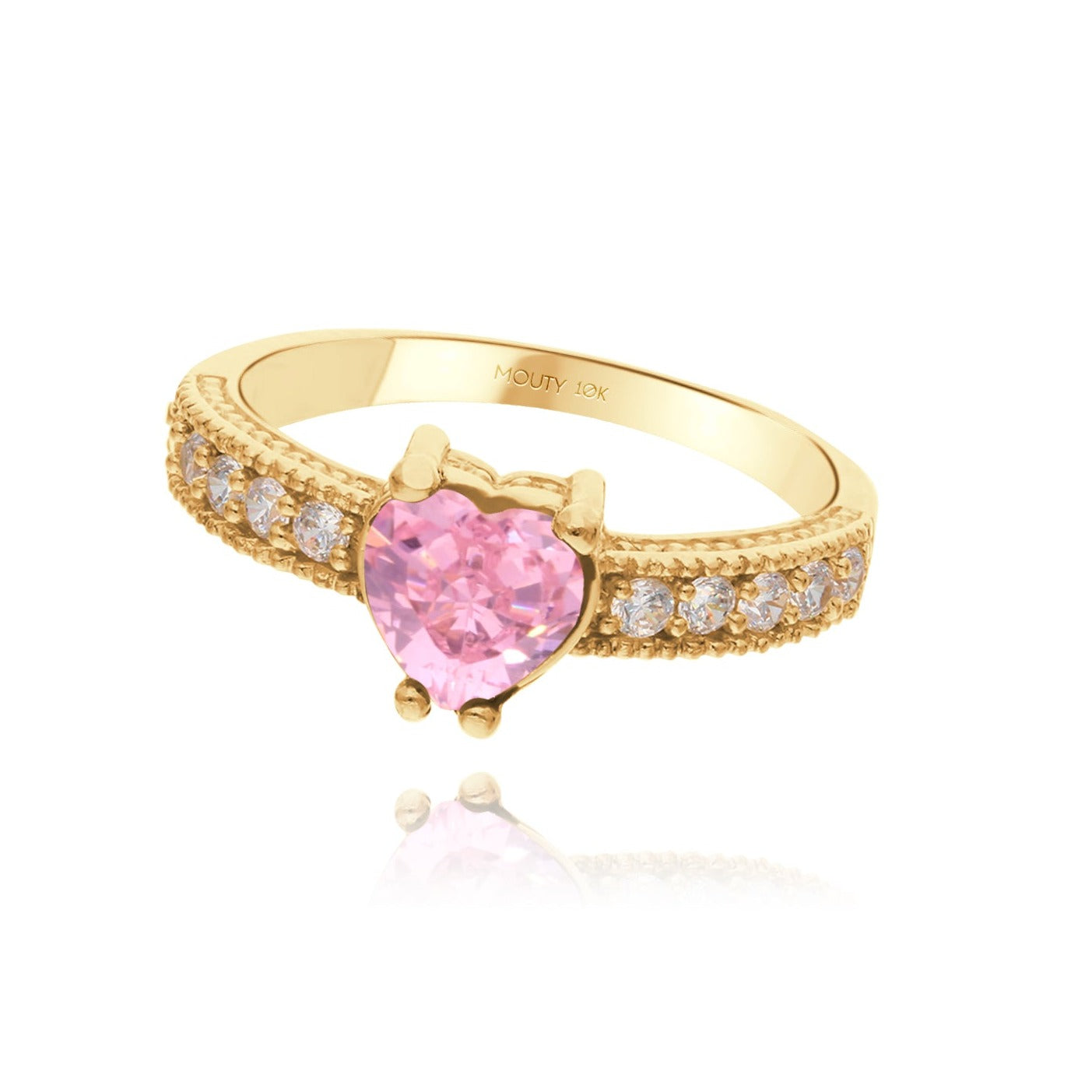 Anillo Fanny en Oro Amarillo 10k con Circonia Rosa