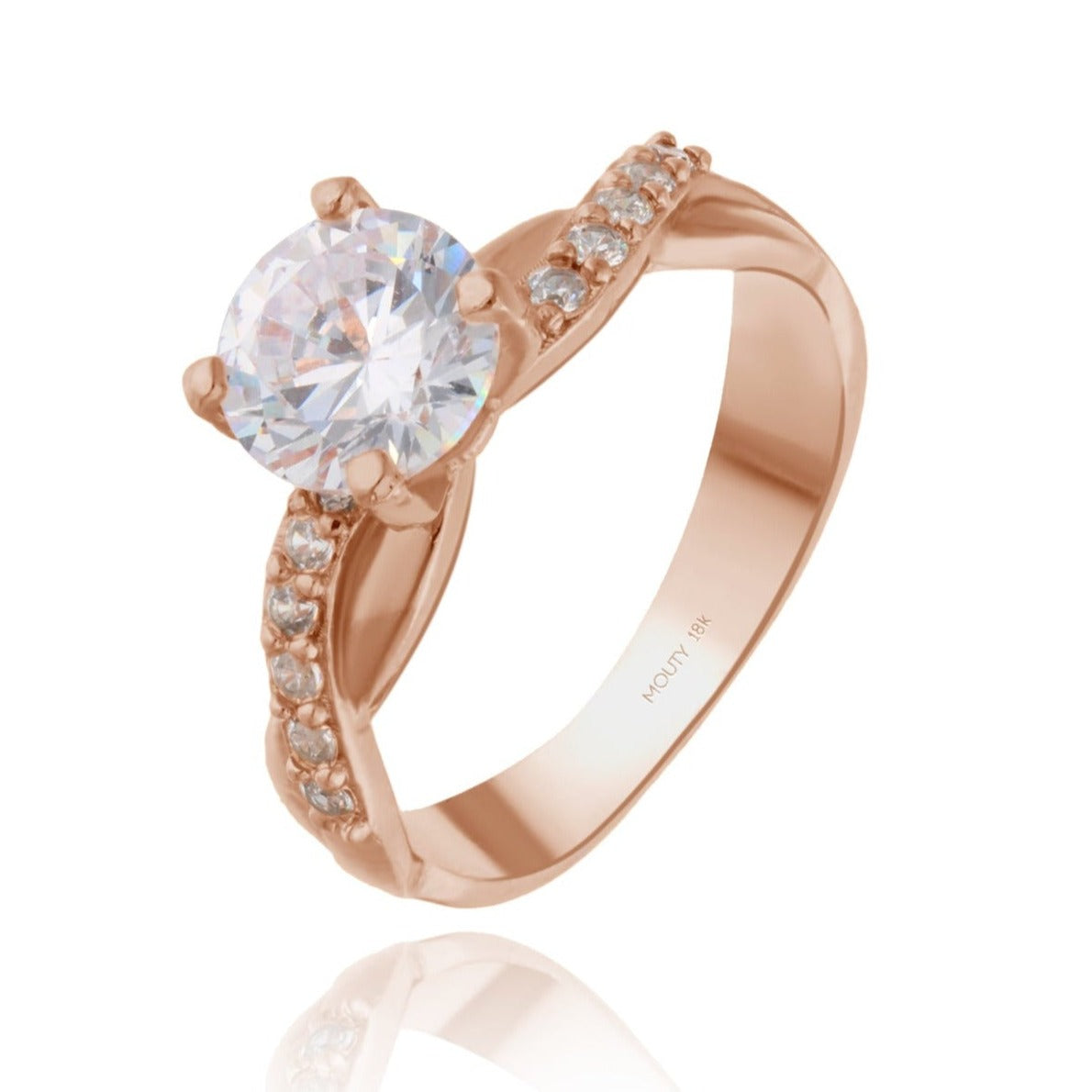Anillo Charlize en Oro rosa 18k con circonias