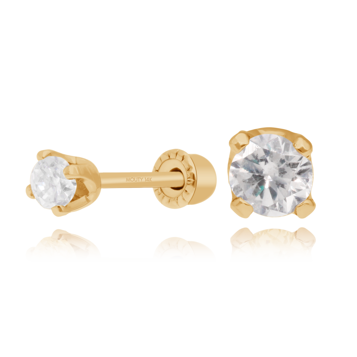 Aretes Broqueles Oro amarillo Solido 14k Con Diamante .10 Ct