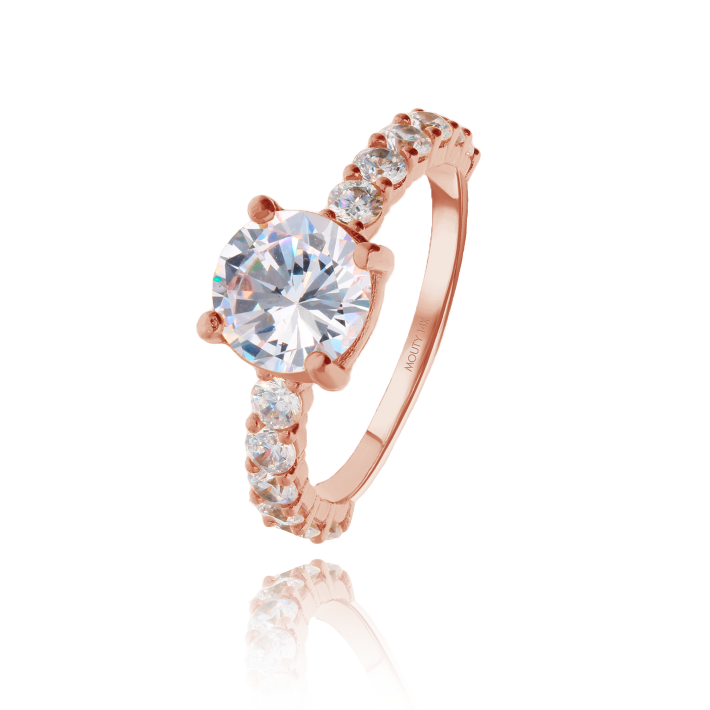 Anillo Cassie en Oro Rosa 14k con circonias