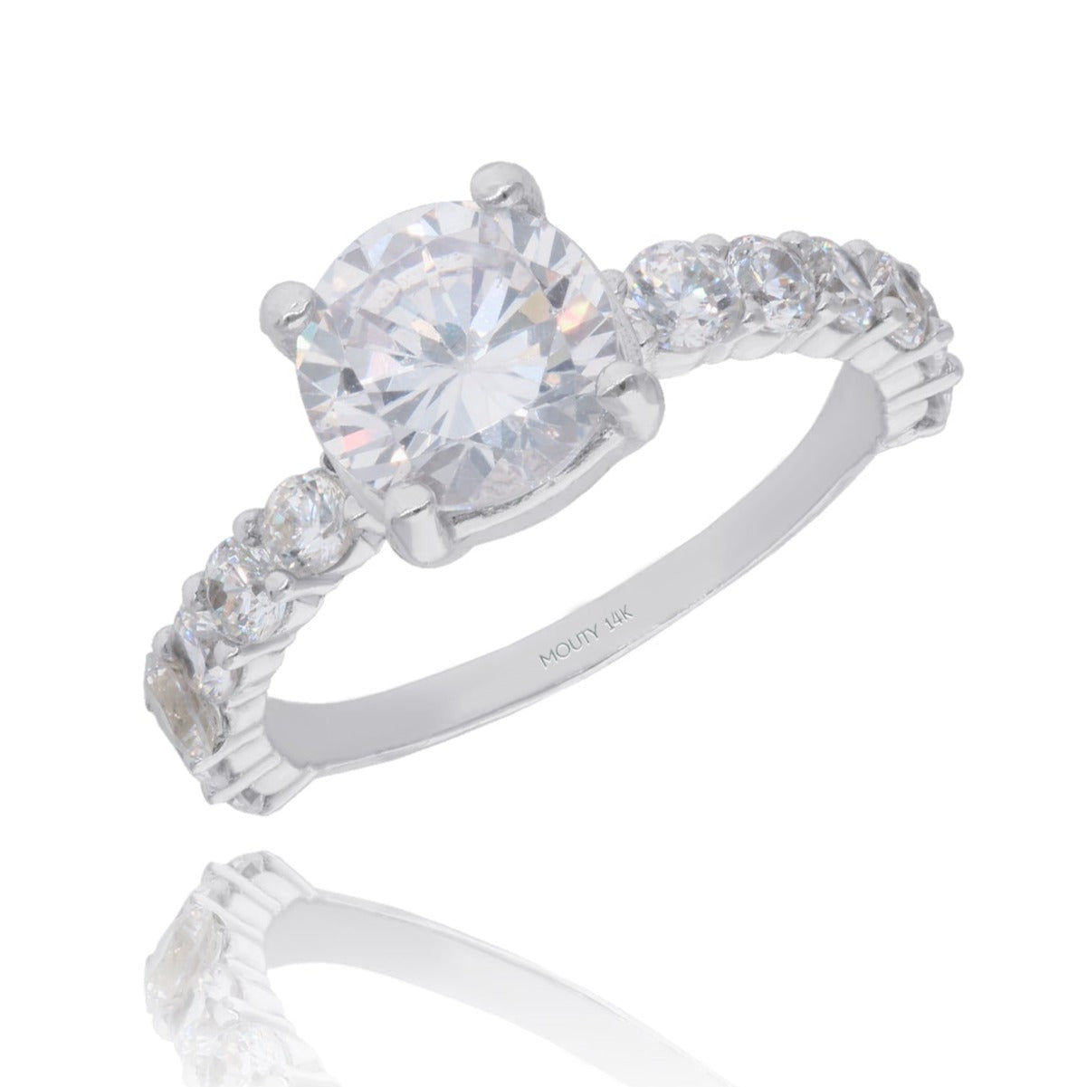 Anillo Cassie en Oro Blanco 14k con circonias