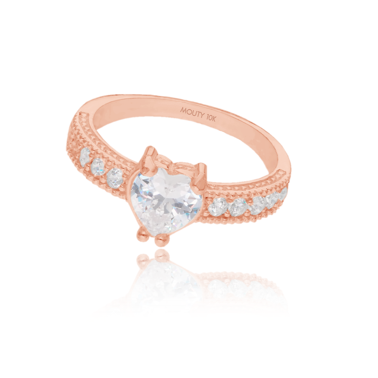 Anillo Fanny en Oro Rosa 10k con Circonia Blanca