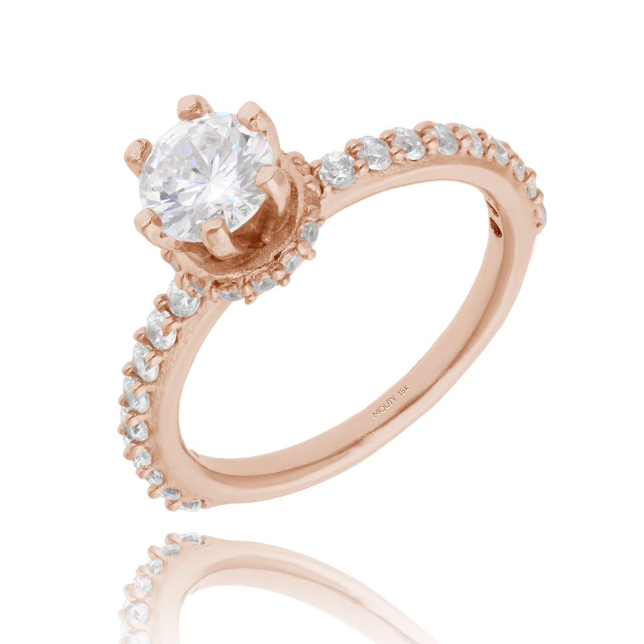 Anillo Helena en Oro Rosa 18k con Circonia