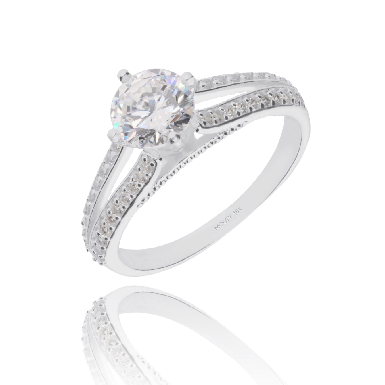 Anillo Lewis en Oro blanco 18k con circonias