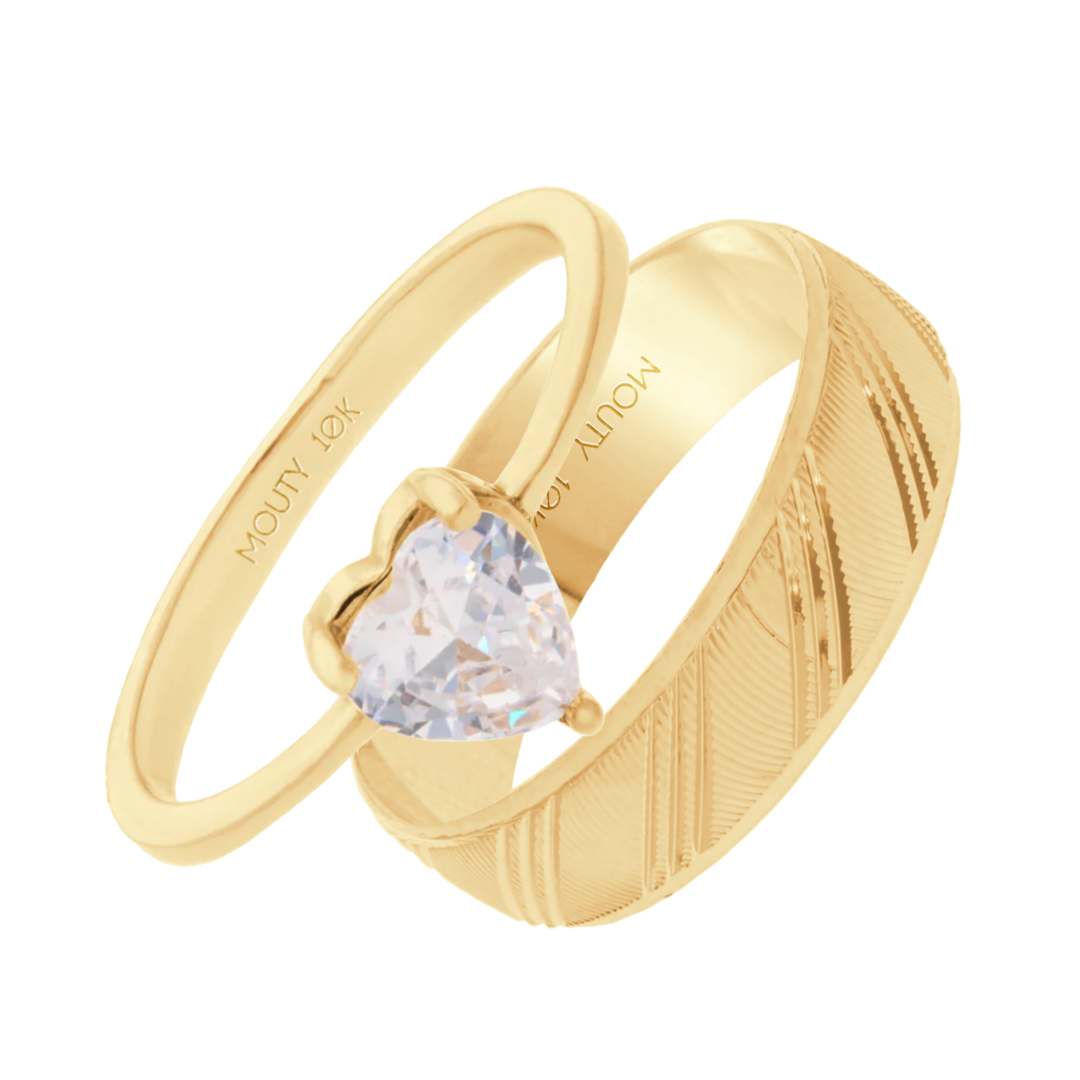 Duo de Anillos Zara-Milan en oro amarillo 10k con Circonias