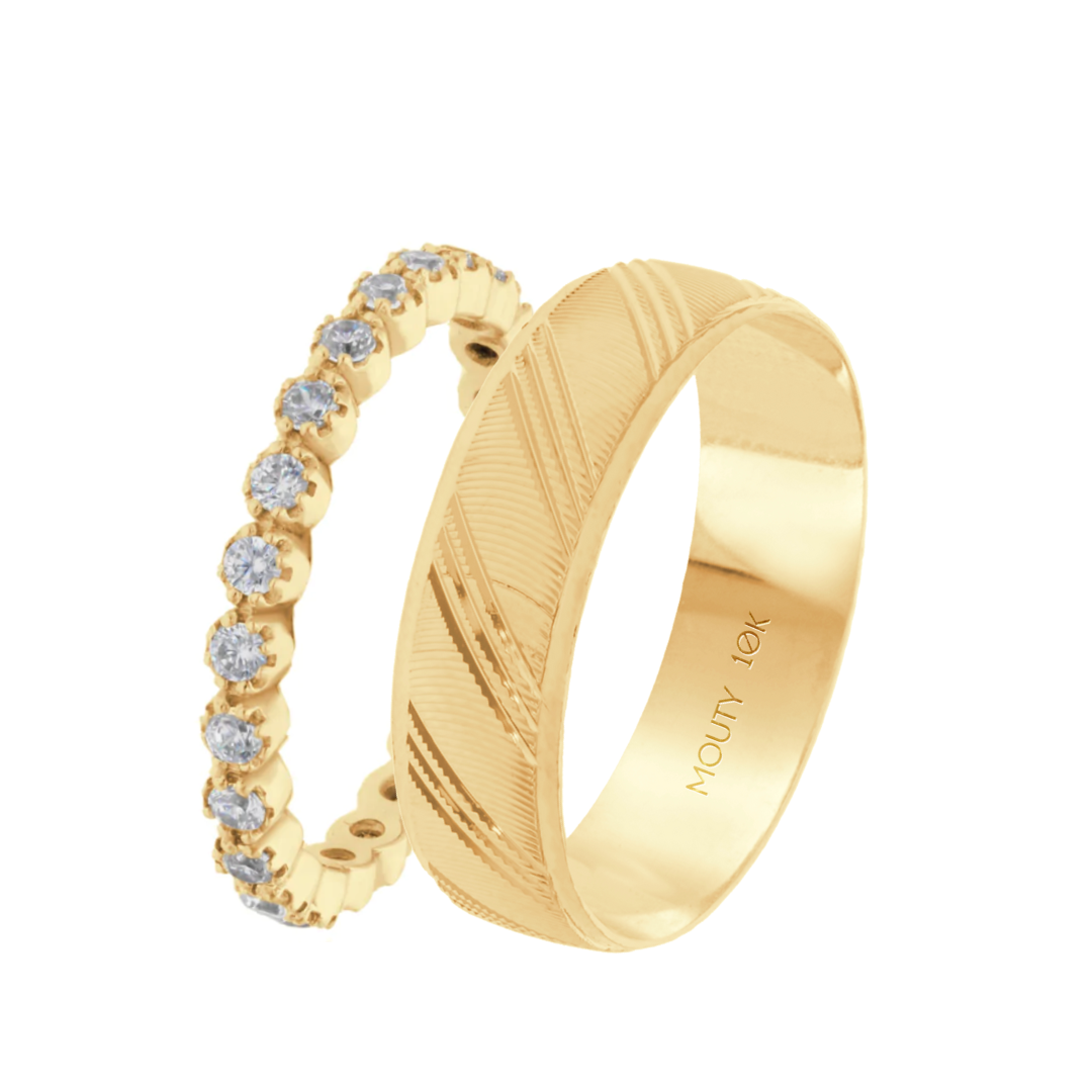 Duo de Anillos Leah-Milan en oro amarillo 10k con Circonias