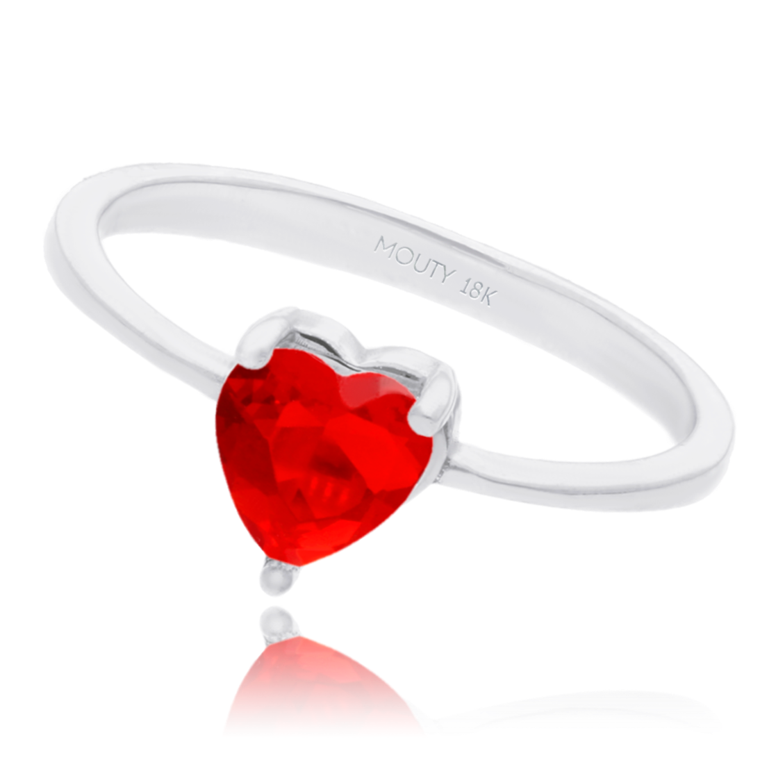 Anillo Zara en Oro Blanco 18k con Circonia Roja