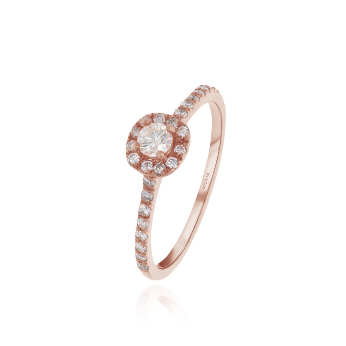 Anillo en oro rosa 14k con diamantes naturales .21 L .21 cts Mod: OF1692 - Mouty Joyería