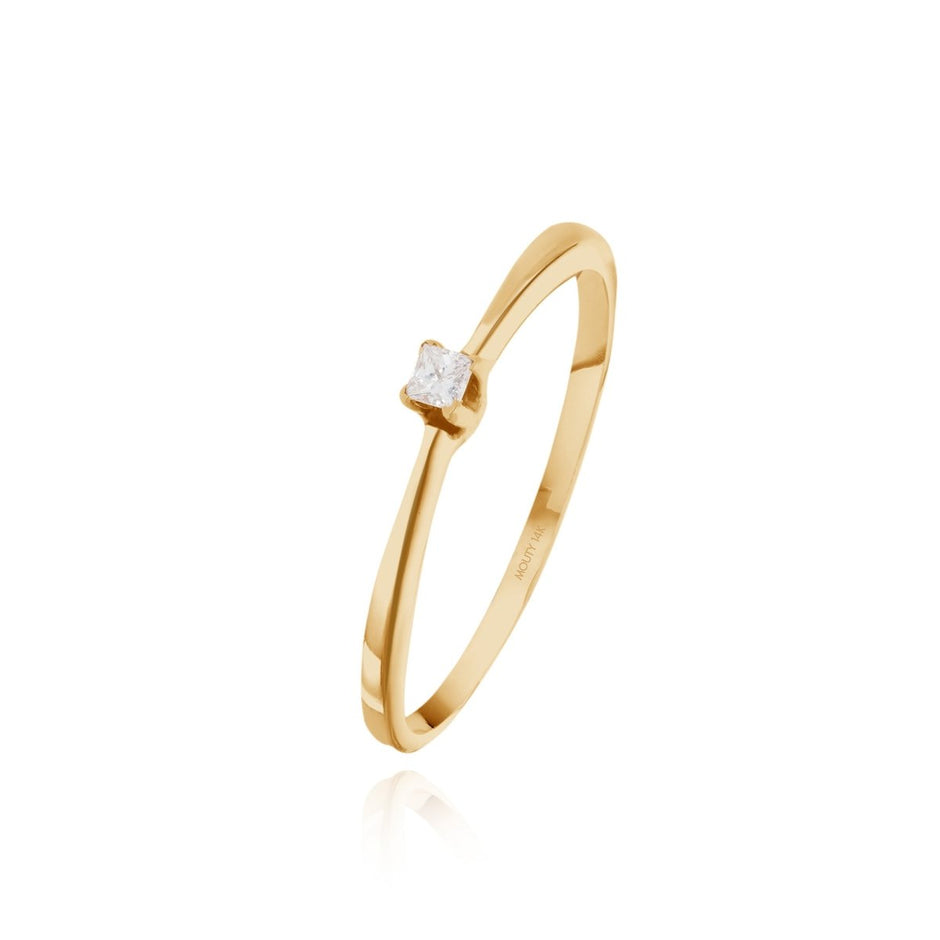 Anillo OF1147 en Oro amarillo de 14k con diamante natural .05cts - Mouty Joyería