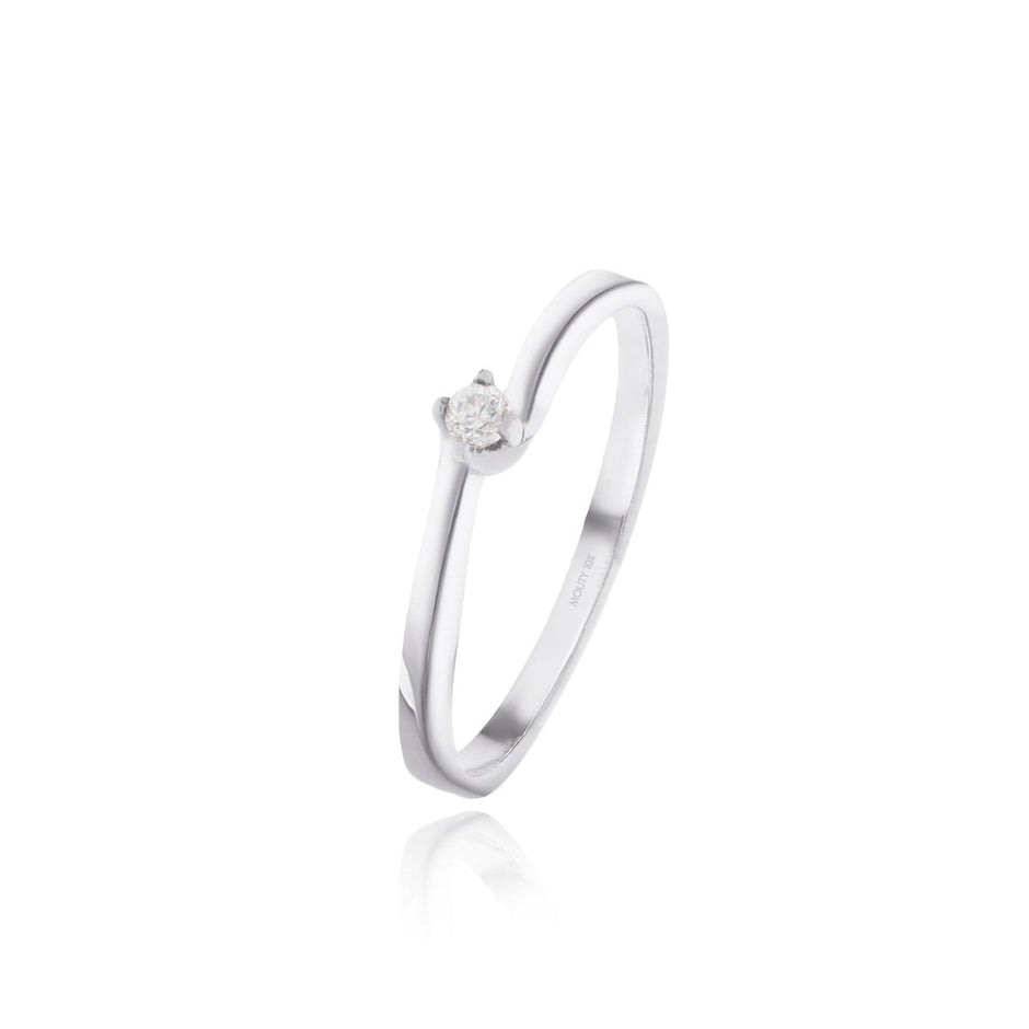 Anillo Olivia en oro blanco 10k con circonia - Mouty Joyería