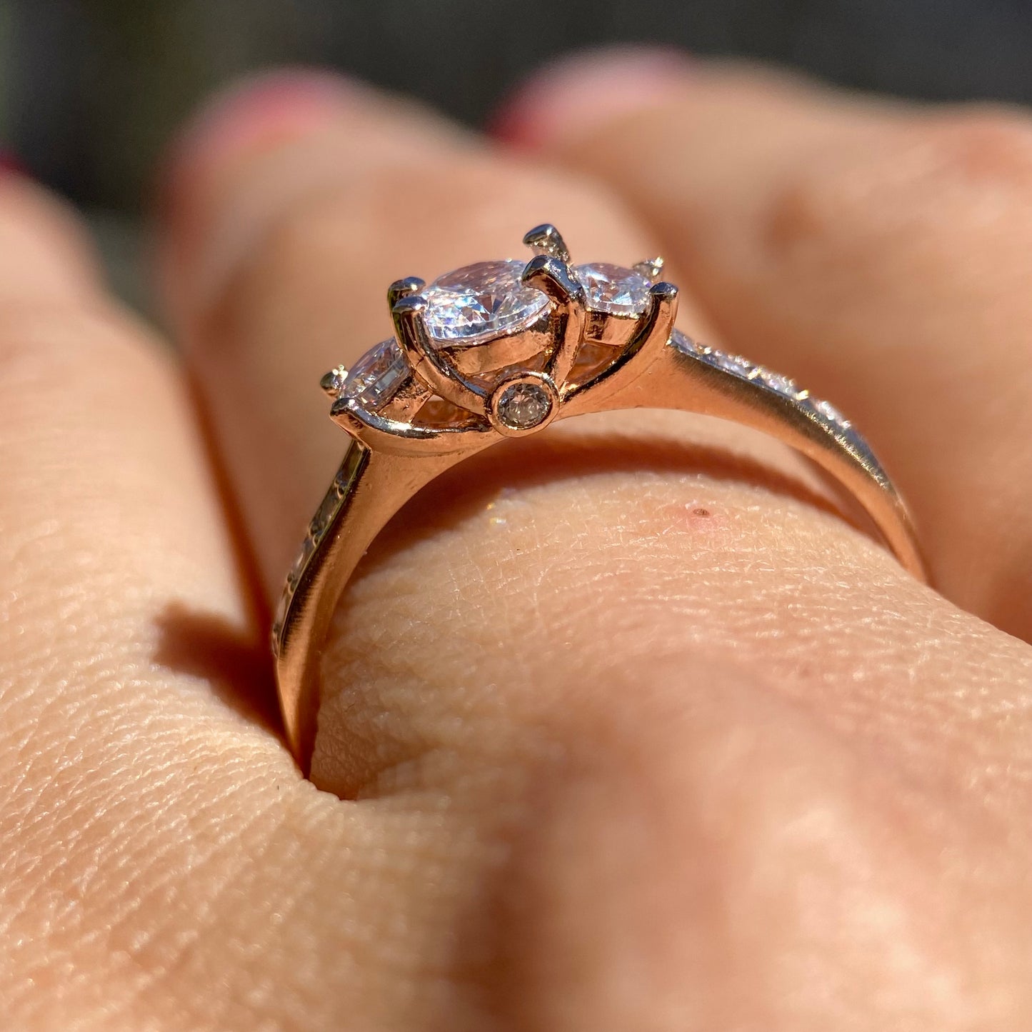 Anillo Cielo de Plata en Baño de Oro Rosa con Circonia Blanca
