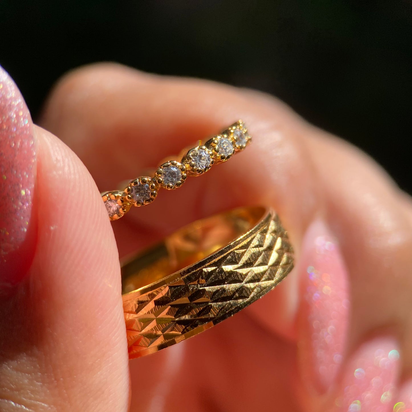 Dúo de Anillos Mateo-Leah en Plata con Baño de Oro Amarillo