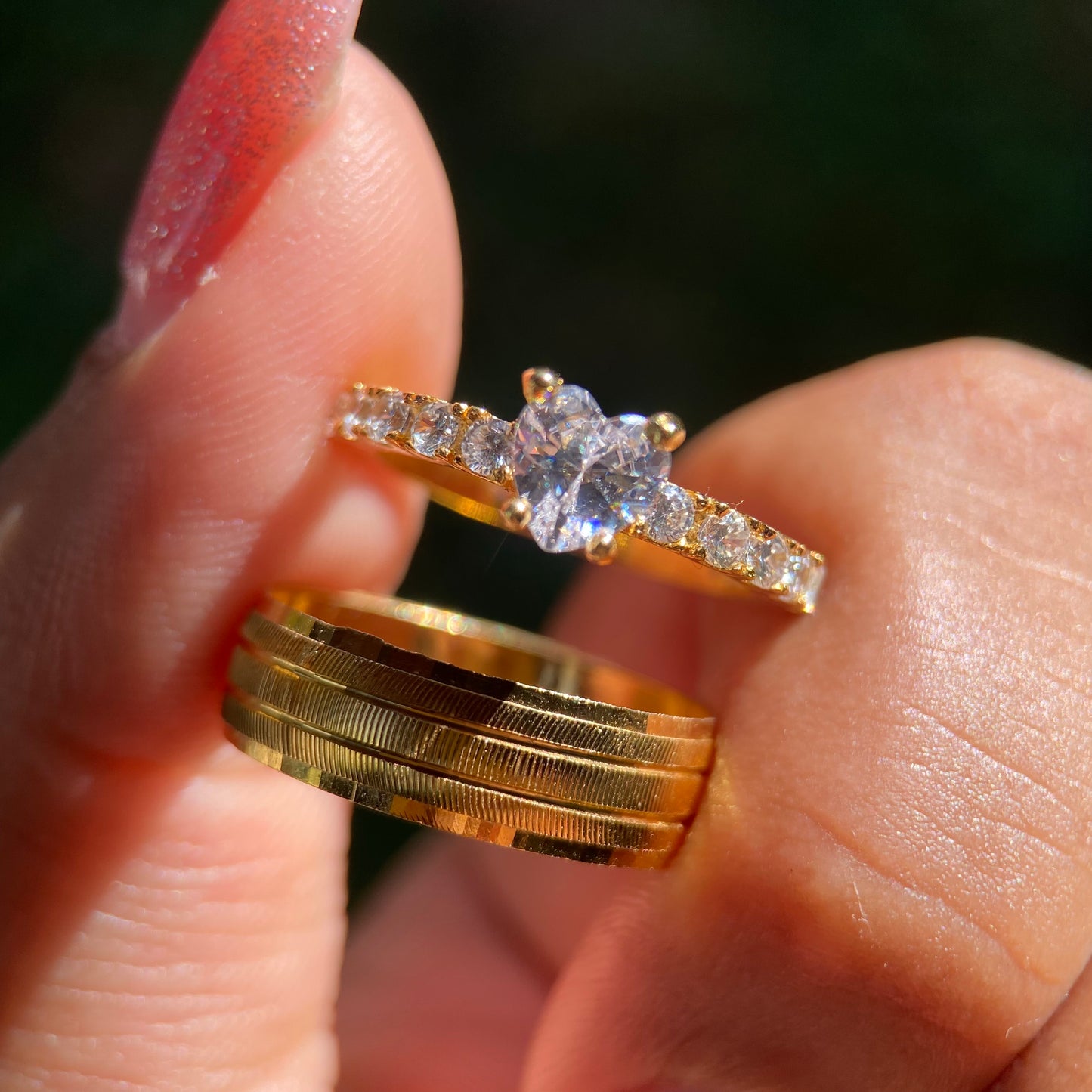 Dúo de Anillos Ethan-Amour en Plata con Baño de Oro Amarillo