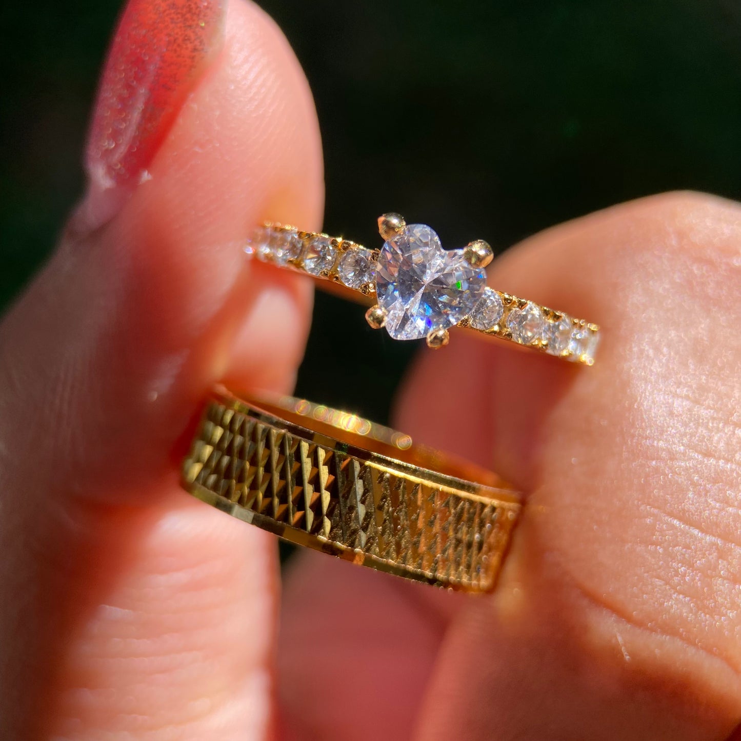 Dúo de Anillos Liam-Amour en Plata con Baño de Oro Amarillo