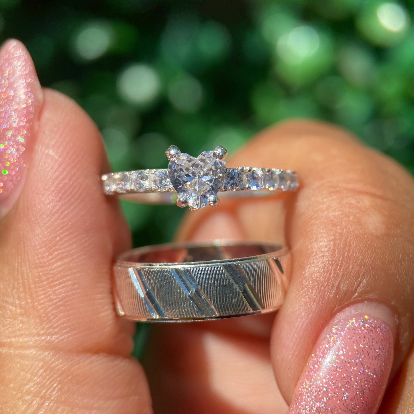 Dúo de Anillos Richard x Amour en Plata con Circonias
