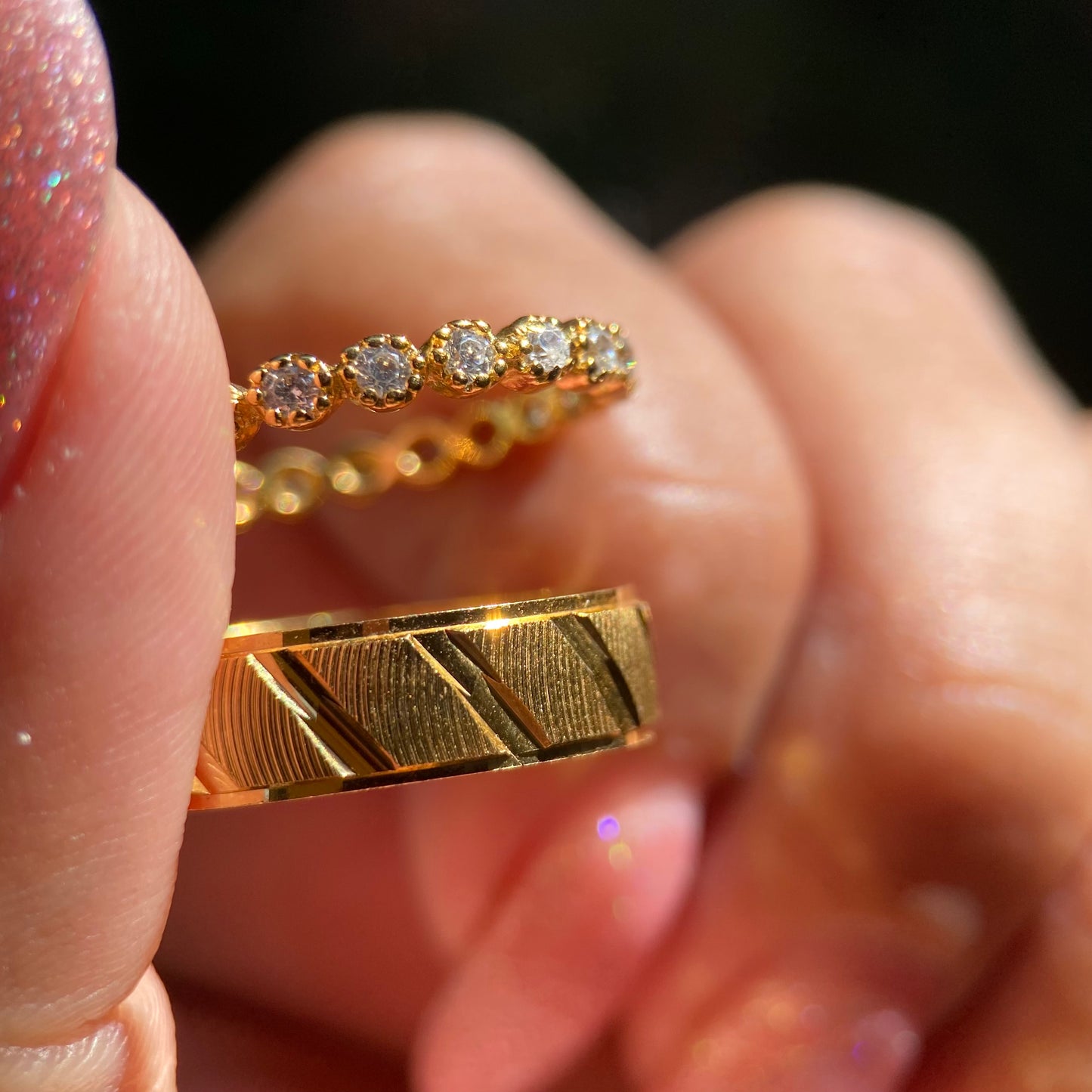 Dúo de Anillos Richard-Leah en Plata con Baño de Oro Amarillo