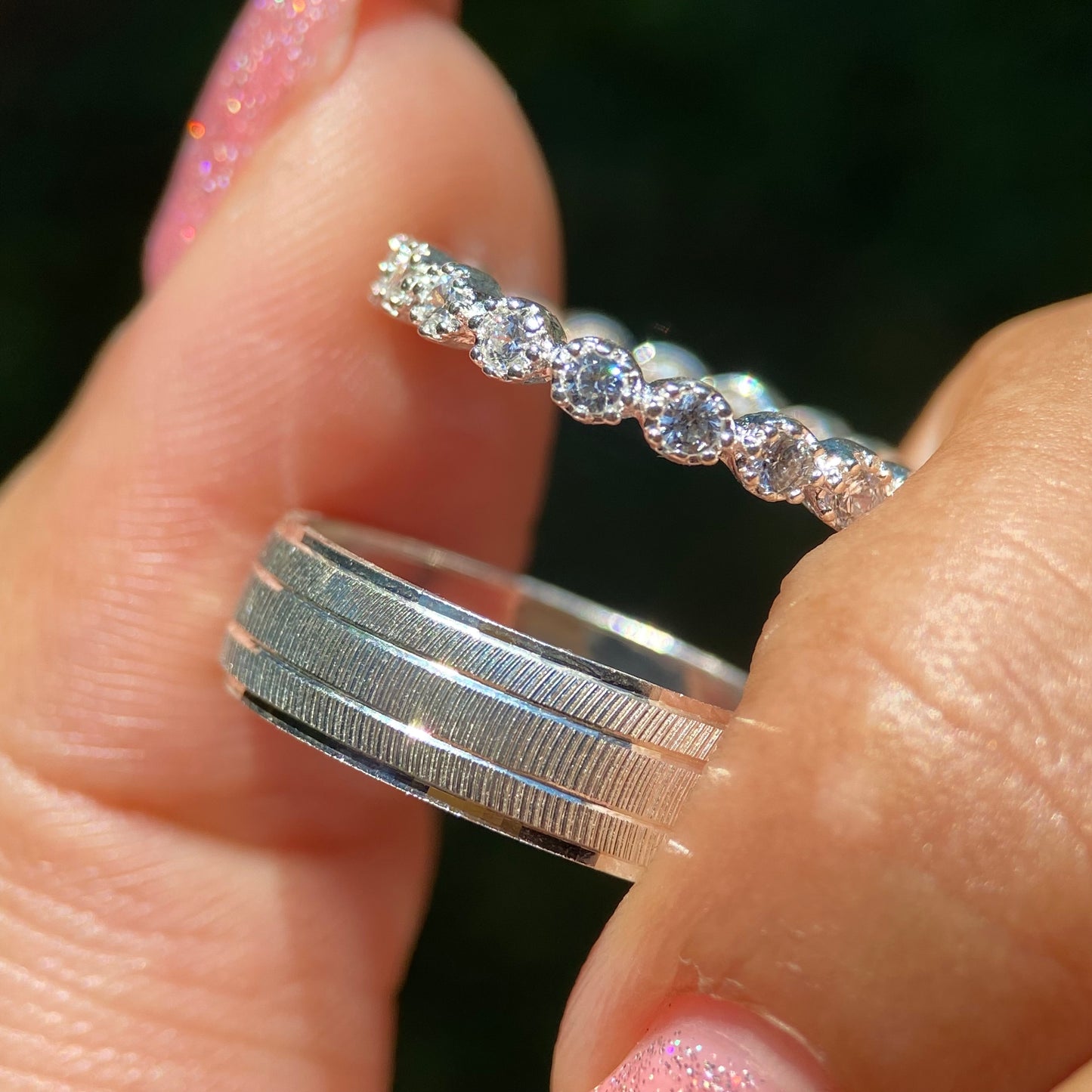 Dúo de Anillos Leah-Ethan en Plata con Circonias