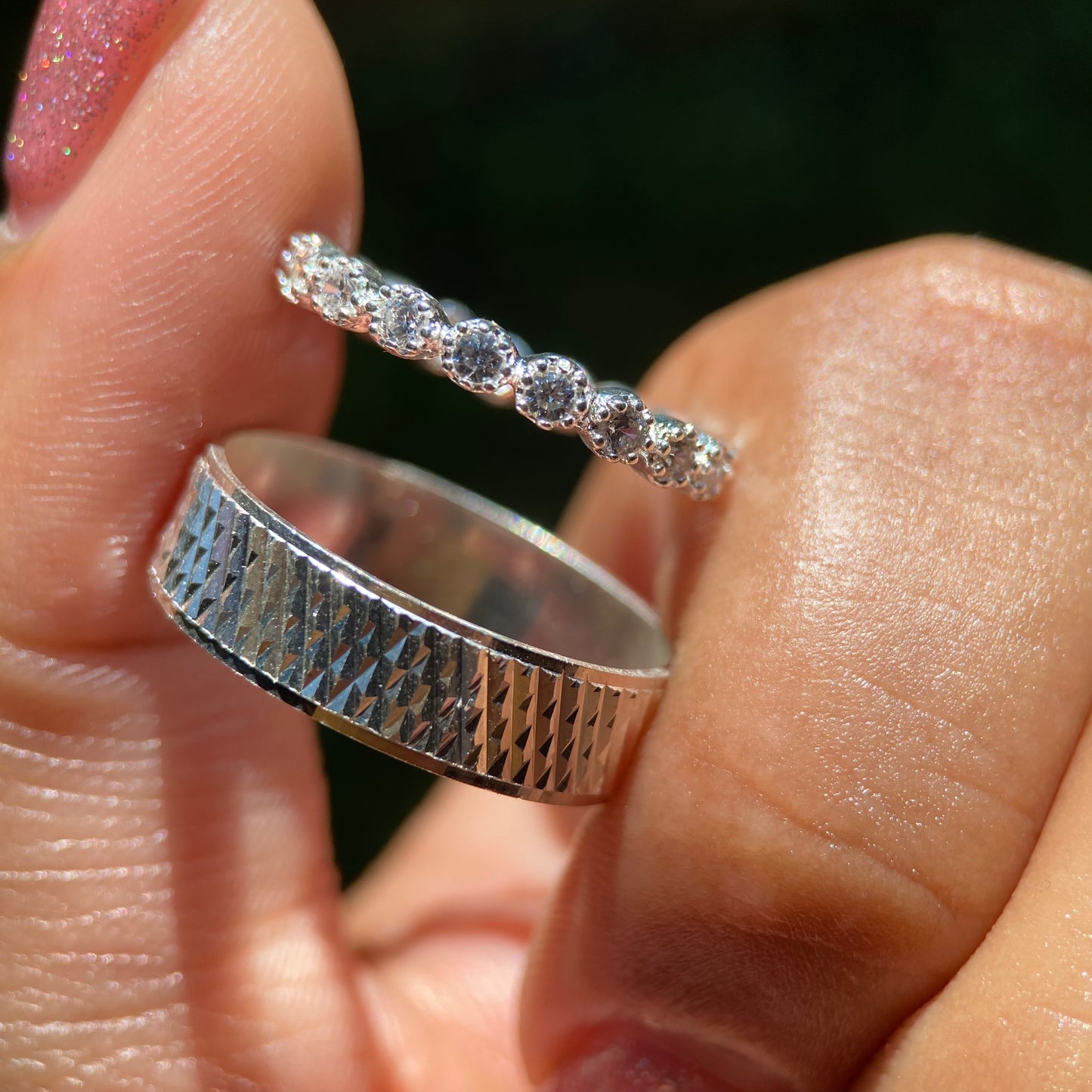 Dúo de Anillos Liam x Leah en Plata con Circonias