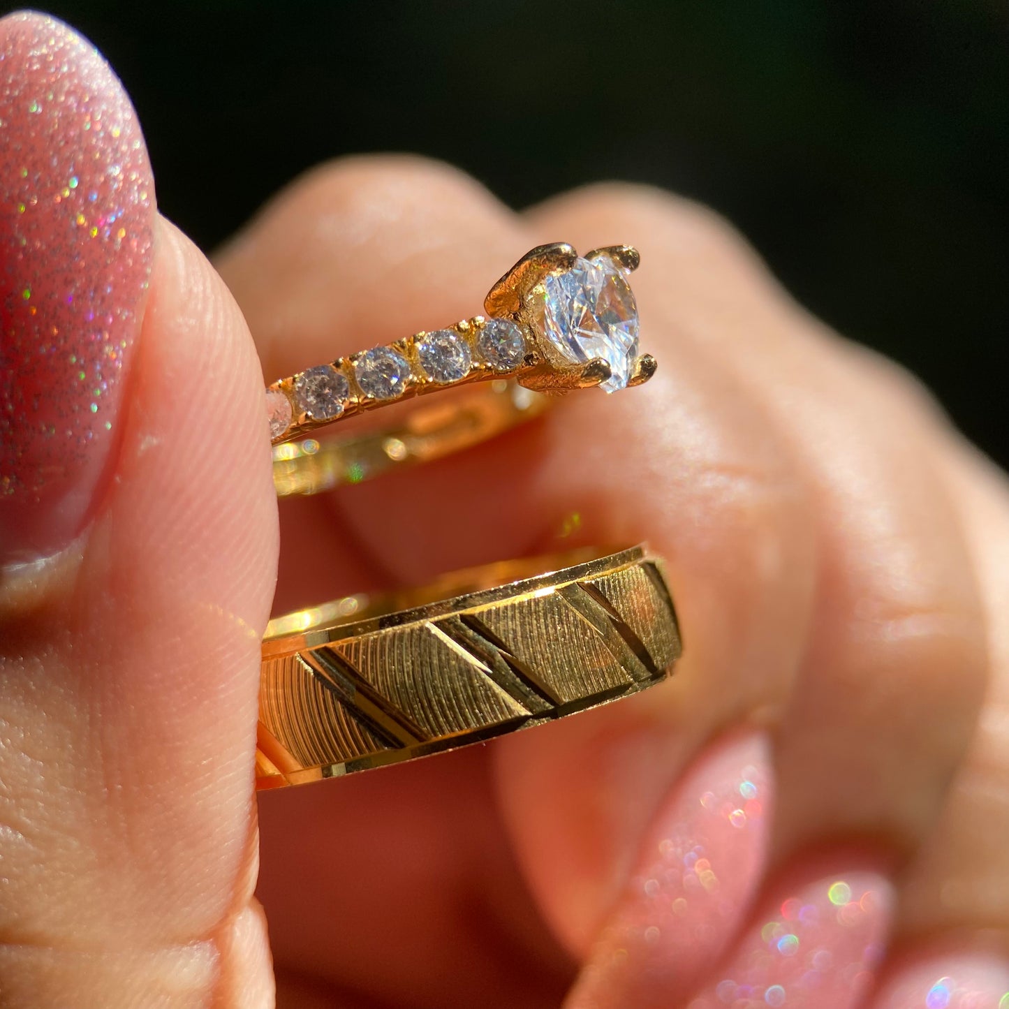 Dúo de Anillos Richard-Amour en Plata con Baño de Oro Amarillo