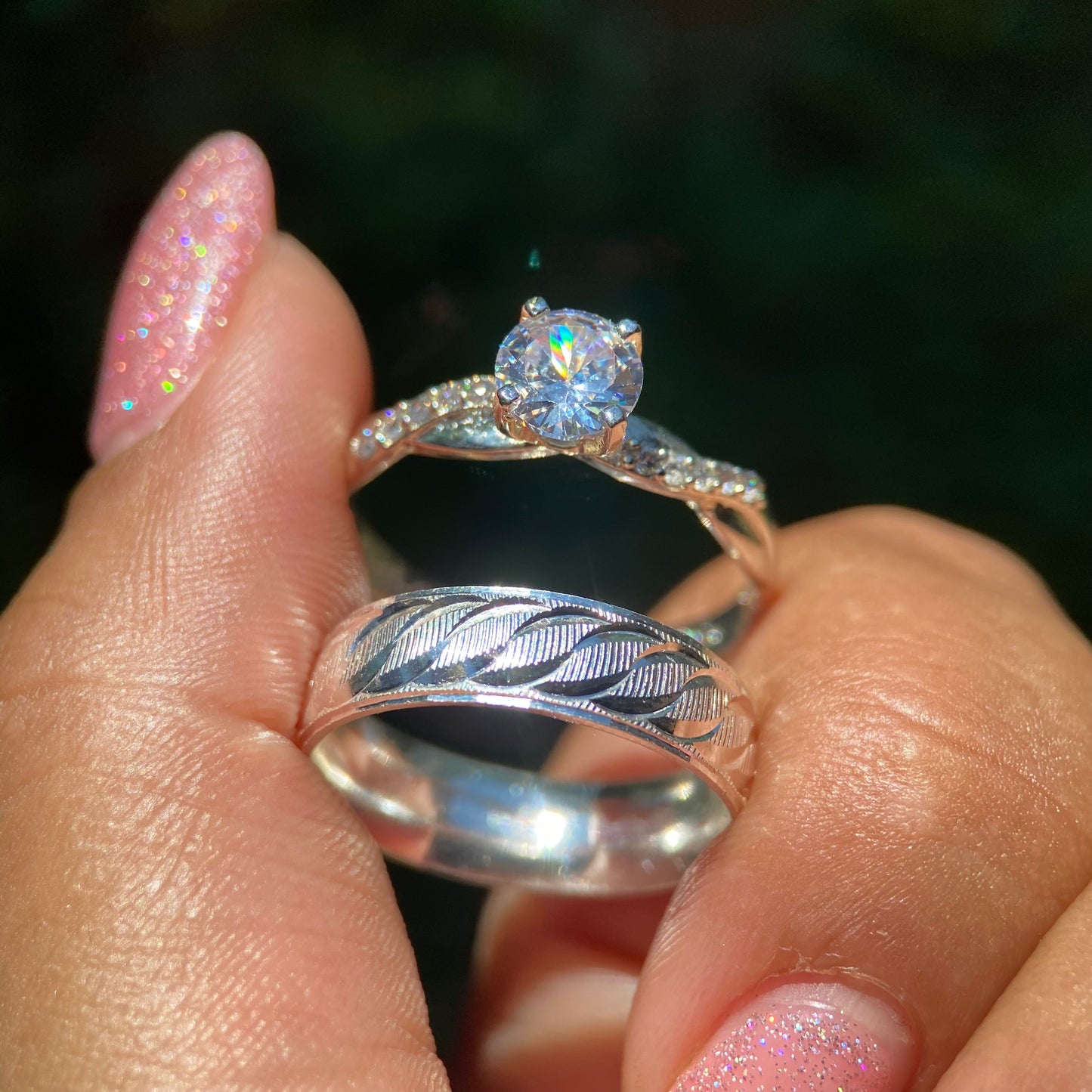 Dúo de Anillos Edward x Charlize en Plata con Circonias