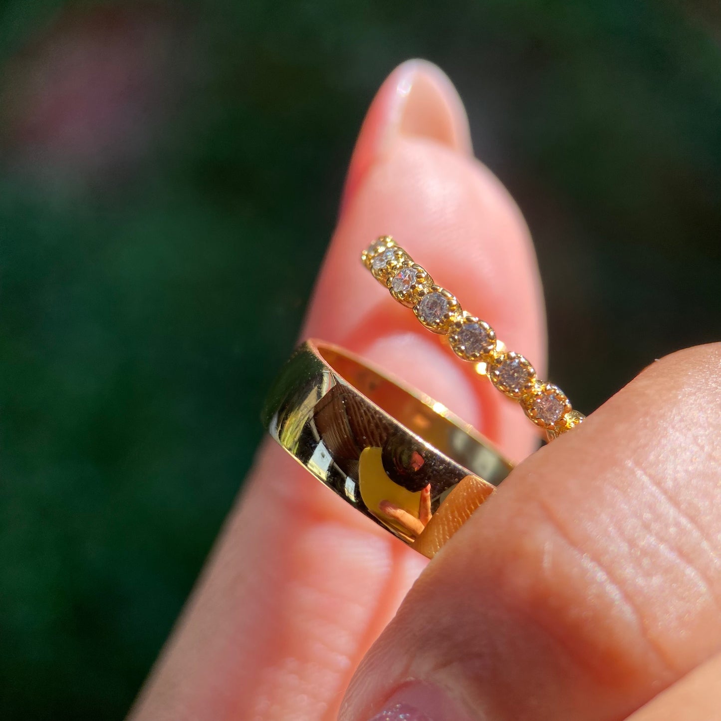 Dúo de Anillos Willow-Leah en Plata con Baño de Oro Amarillo