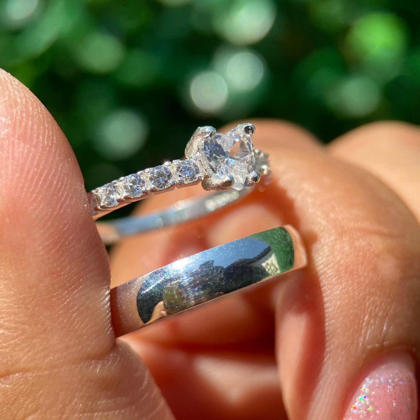 Dúo de Anillos Julian x Amour en Plata con Circonias