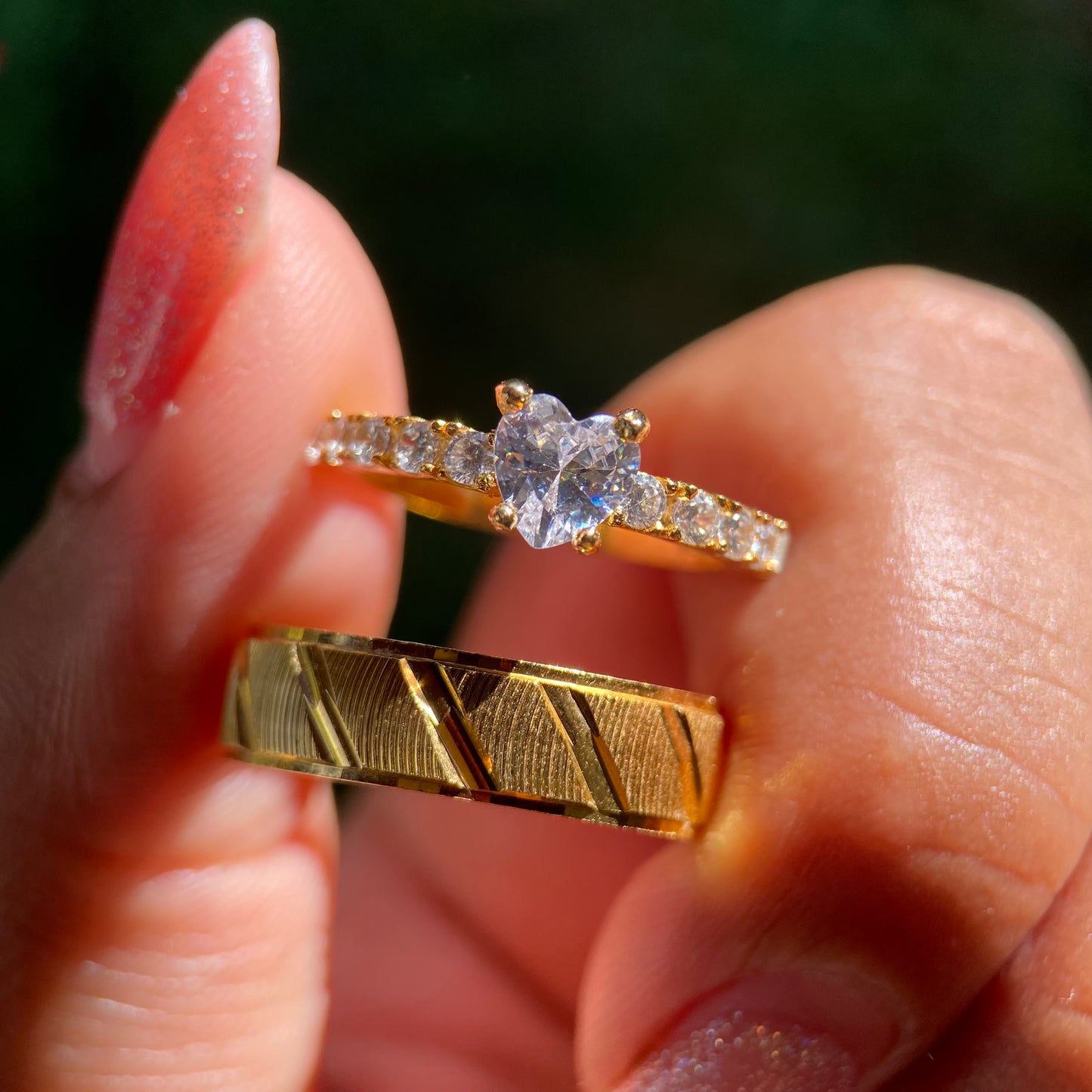 Dúo de Anillos Richard-Amour en Plata con Baño de Oro Amarillo