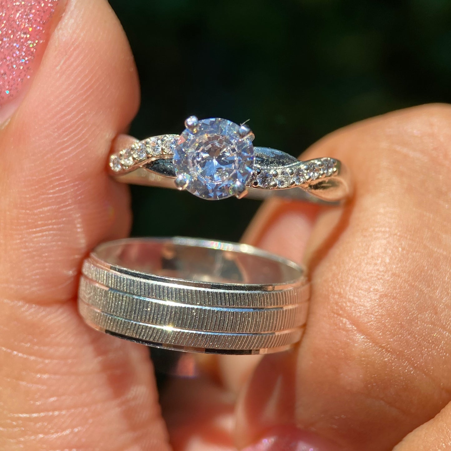 Dúo de Anillos Charlize x Ethan en Plata con Circonias