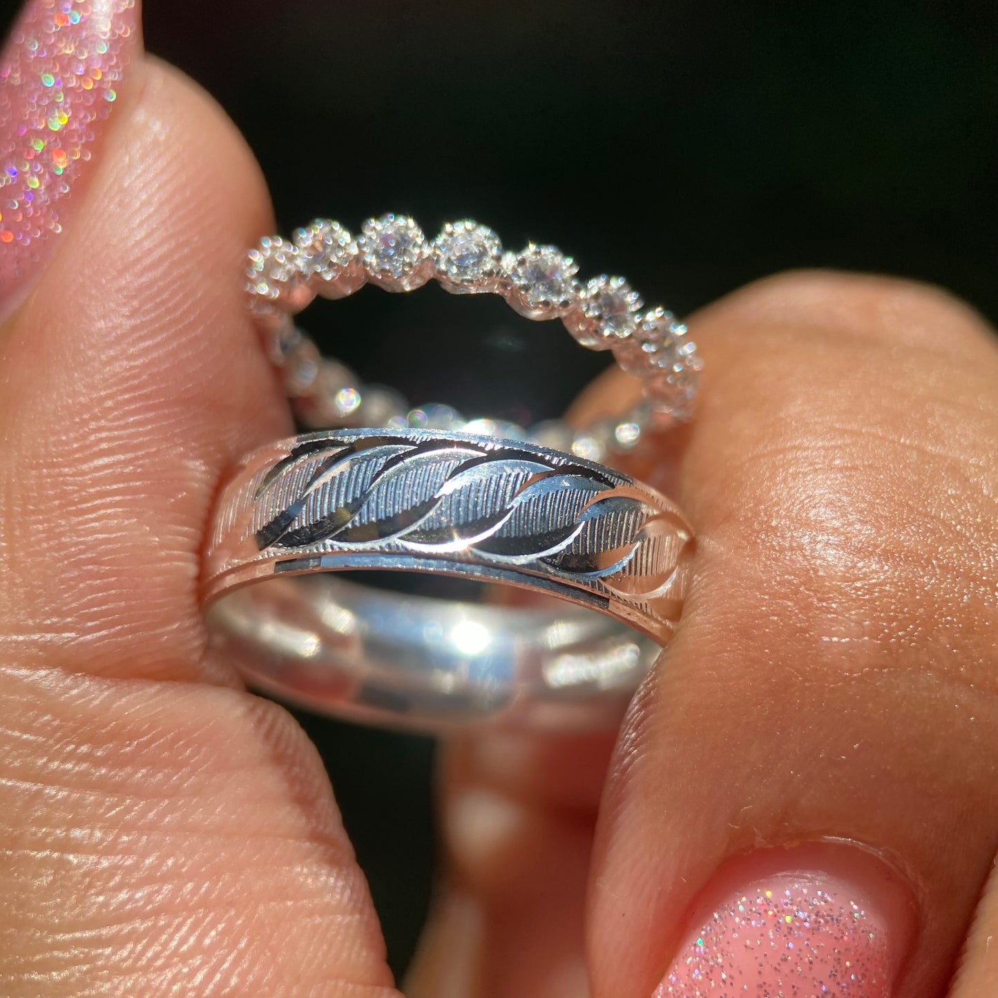 Dúo de Anillos Edward x Leah en Plata con Circonias