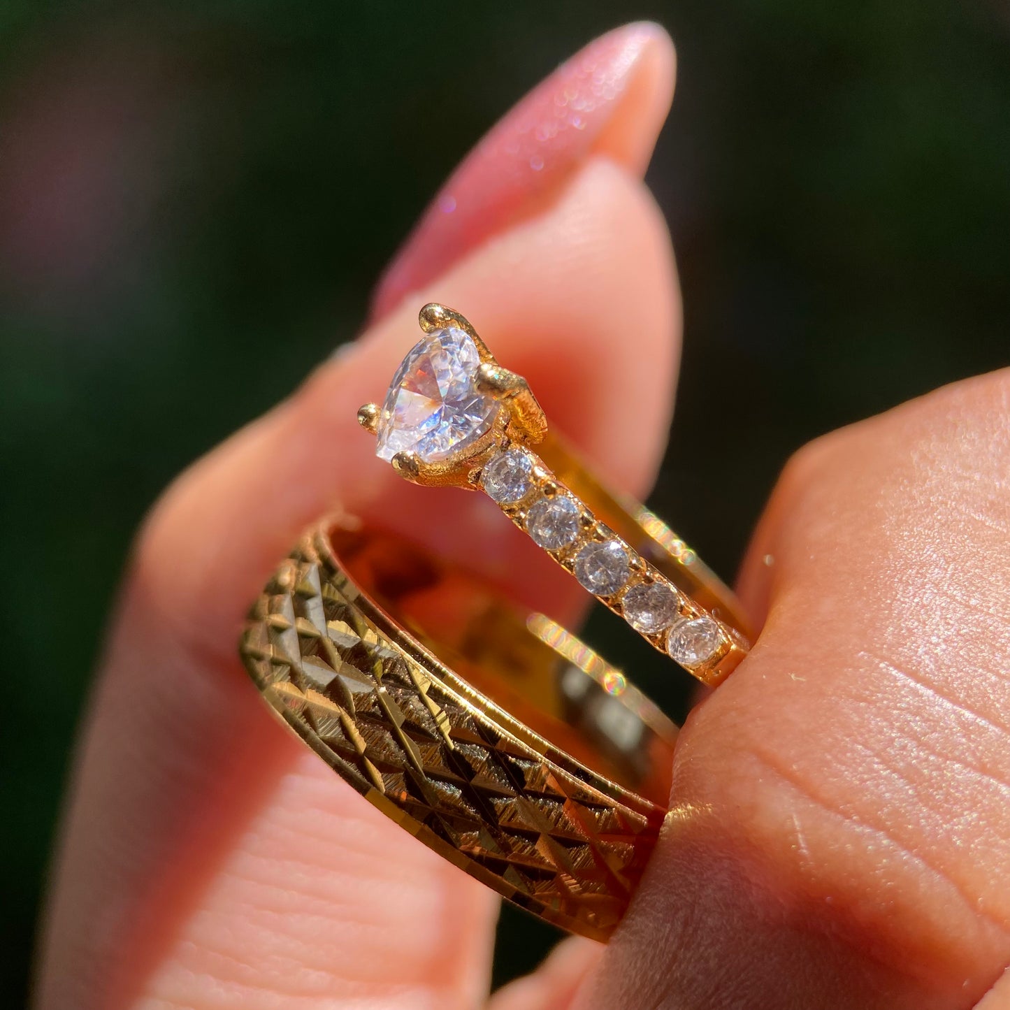Dúo de Anillos Mateo-Amour en Plata con Baño de Oro Amarillo