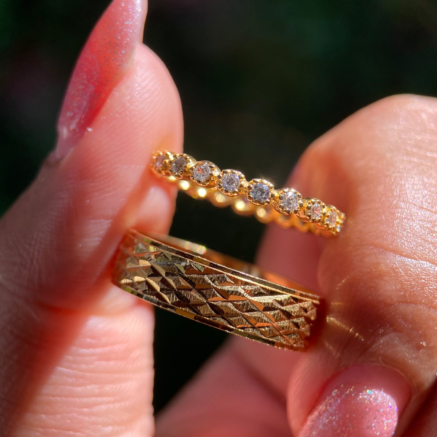 Dúo de Anillos Mateo-Leah en Plata con Baño de Oro Amarillo