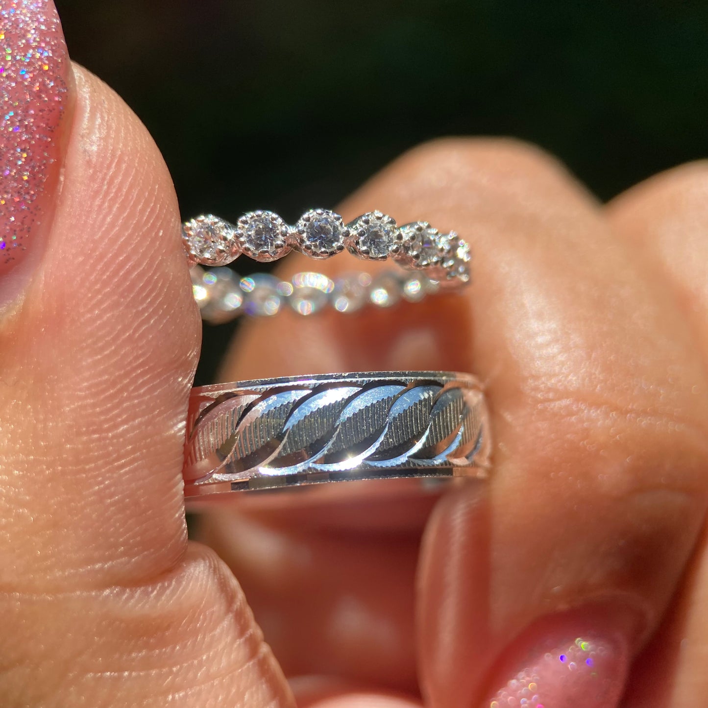 Dúo de Anillos Edward x Leah en Plata con Circonias