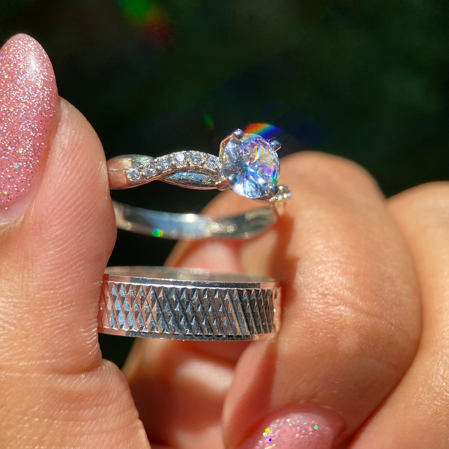 Dúo de Anillos Liam x Charlize en Plata con Circonias
