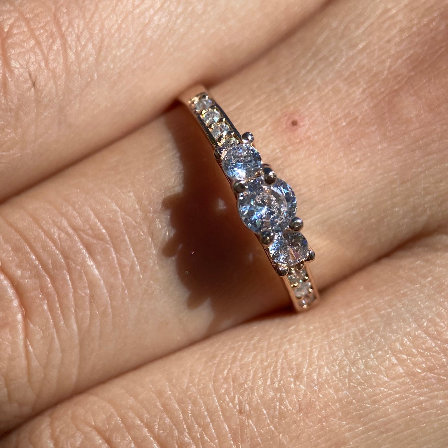 Anillo Cielo de Plata en Baño de Oro Rosa con Circonia Blanca