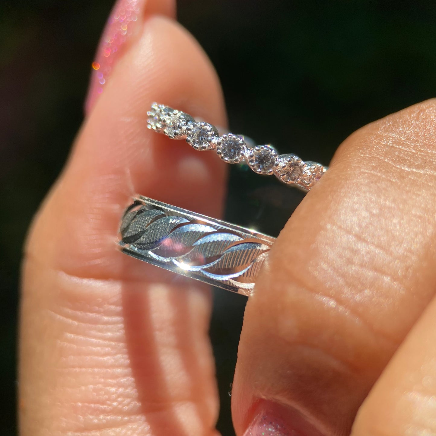 Dúo de Anillos Edward x Leah en Plata con Circonias