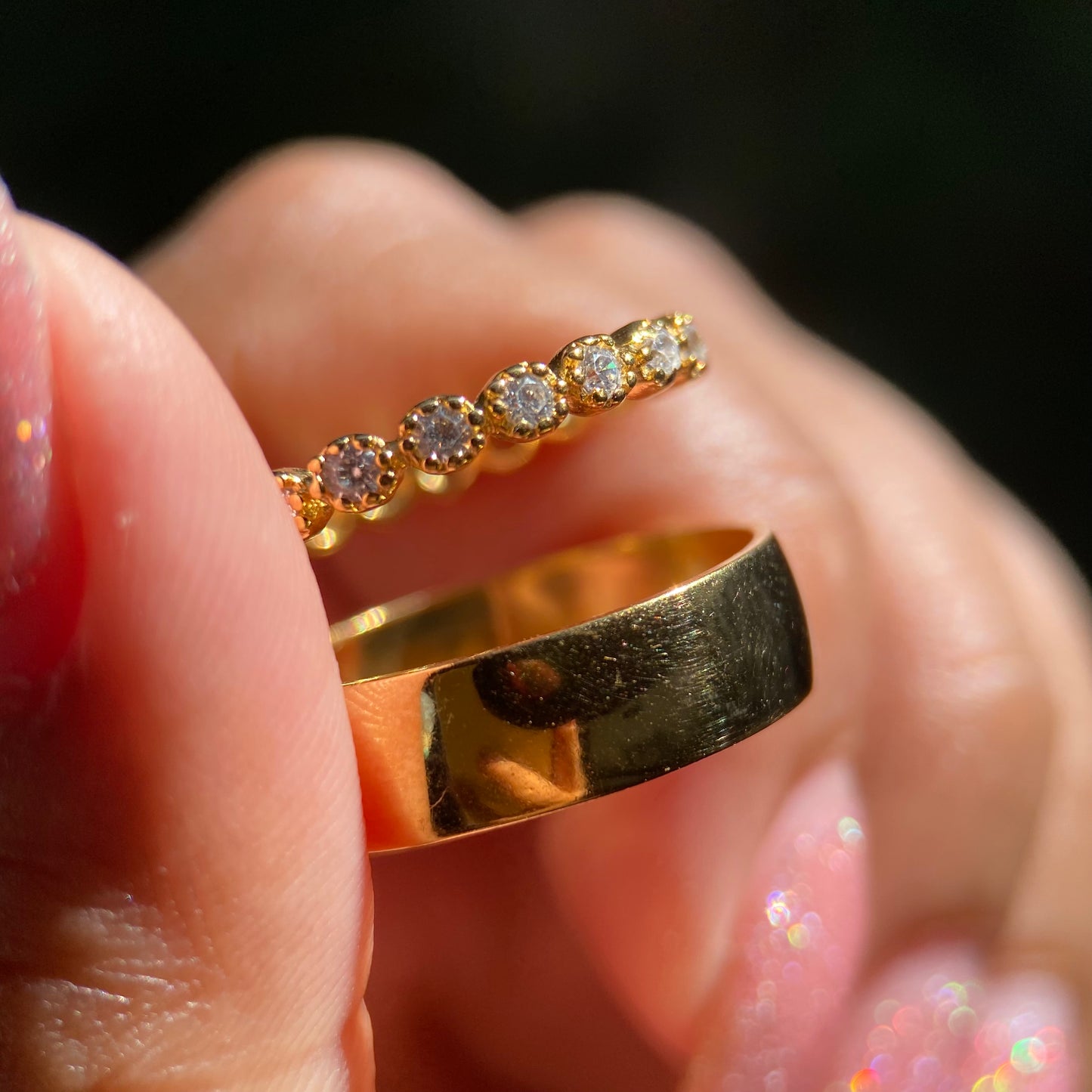 Dúo de Anillos Willow-Leah en Plata con Baño de Oro Amarillo