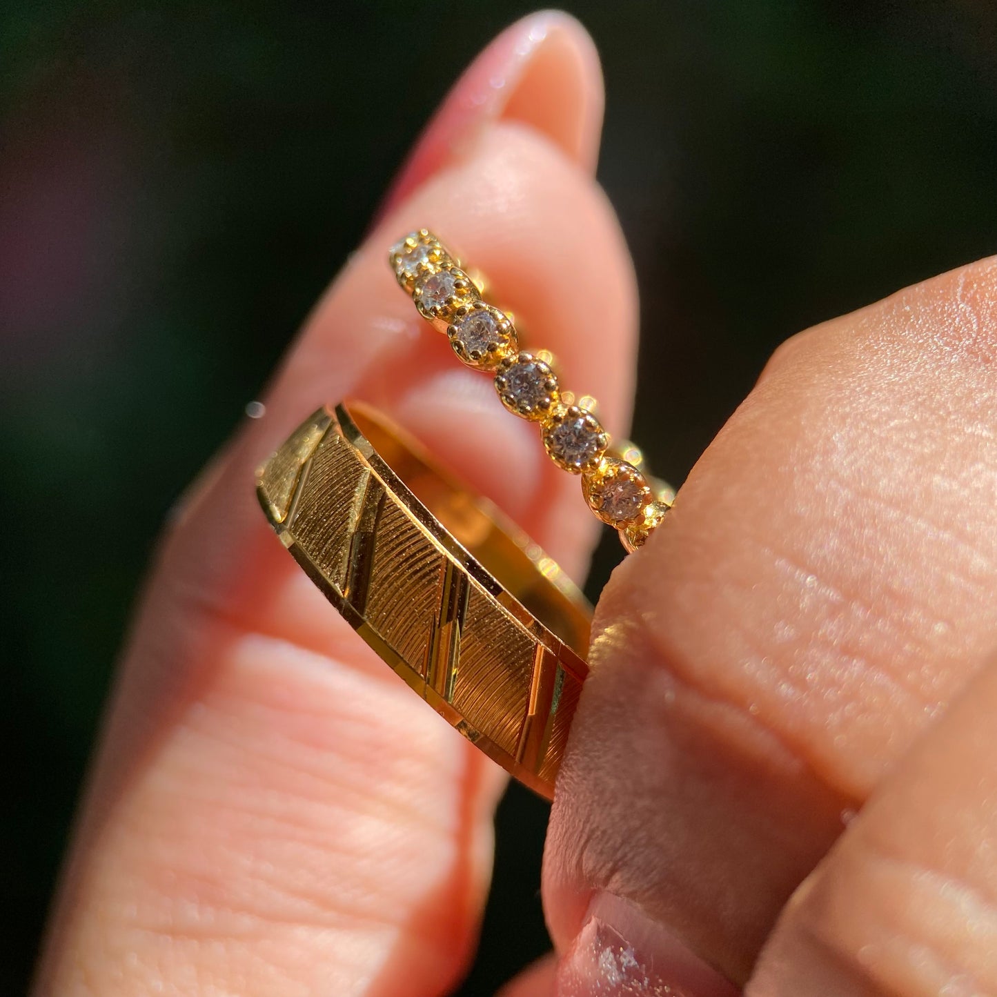 Dúo de Anillos Richard-Leah en Plata con Baño de Oro Amarillo
