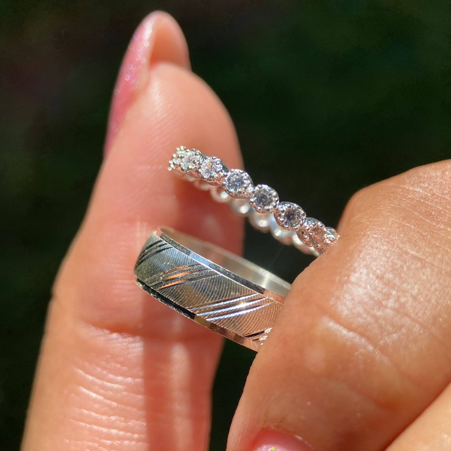 Dúo de Anillos Milan-Leah en Plata con Circonias