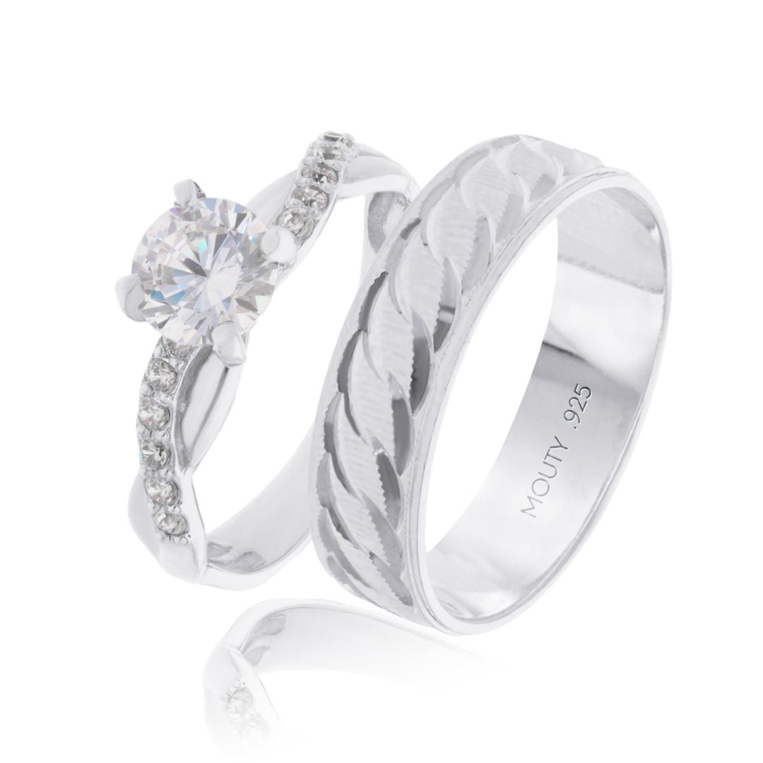 Dúo de Anillos Edward x Charlize en Plata con Circonias